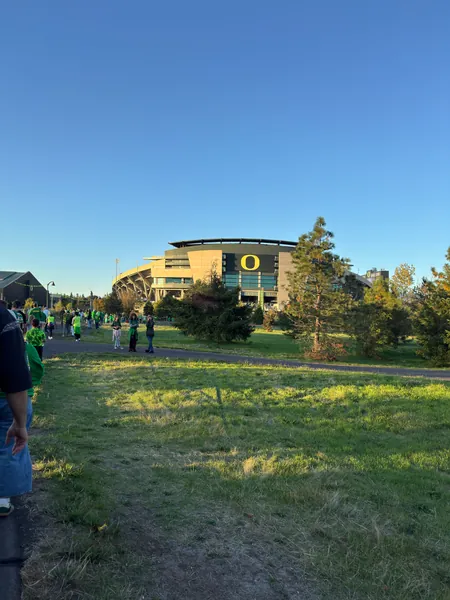 A second view of the stadium from across the field.
