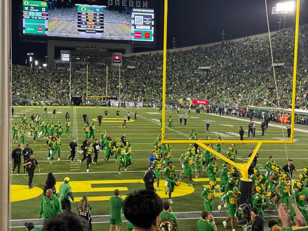 The postgame field viewed from the stands.
