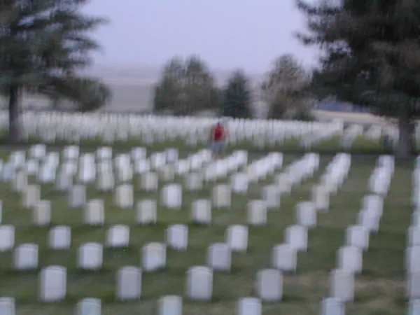 Rows of white markers recede into the distance.