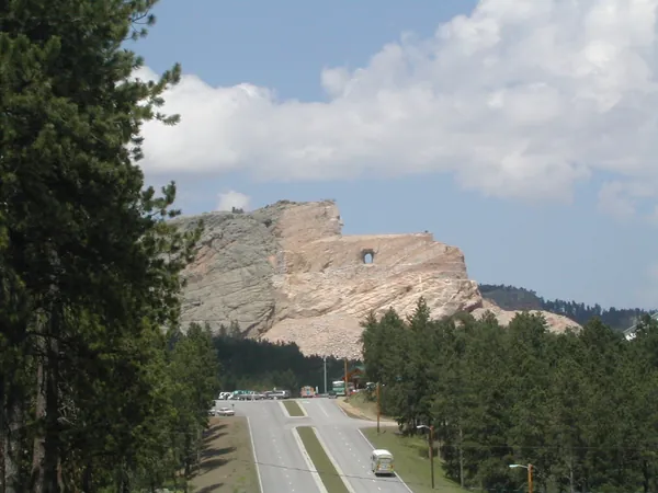 Mount Rushmore at the end of the approach.