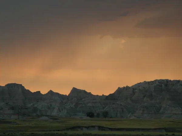 Sunset light over the Badlands.