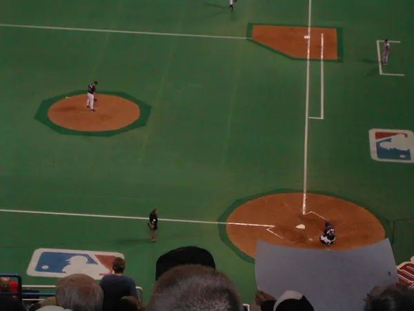 The baseball diamond from high above home plate.