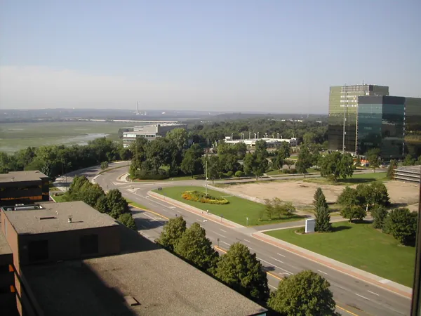 Roads and low buildings seen from above.