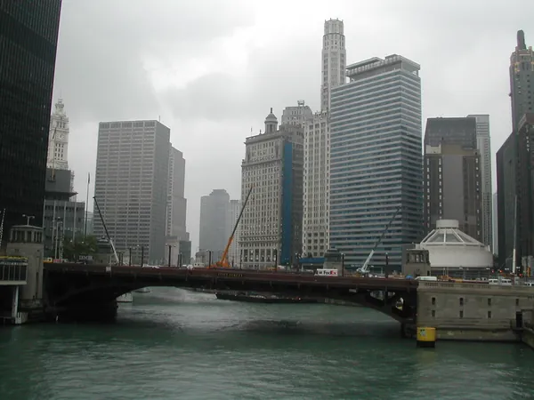 The Chicago River and surrounding towers.