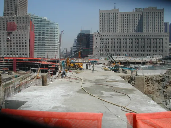 A closer view across the construction area.