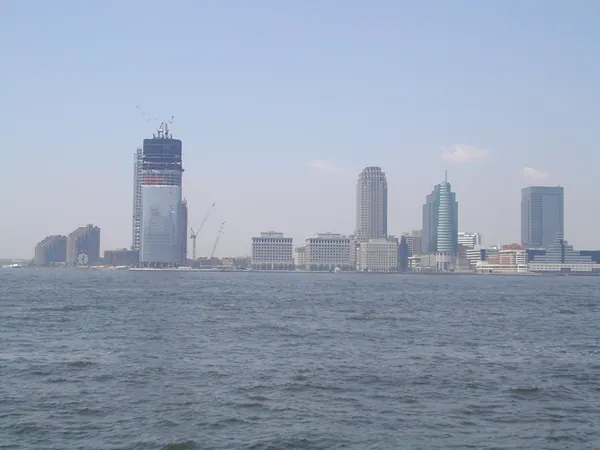 Lower Manhattan seen across the water.