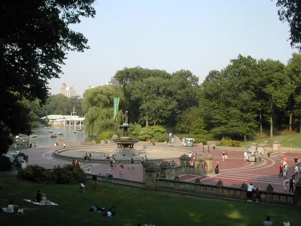 Baseball fields and paths in Central Park.