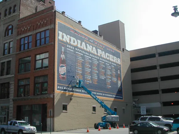 A large Indiana Pacers mural downtown.