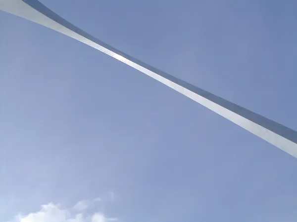 A steep view up the stainless-steel arch.