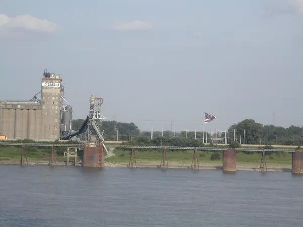 Industrial structures across the Mississippi.